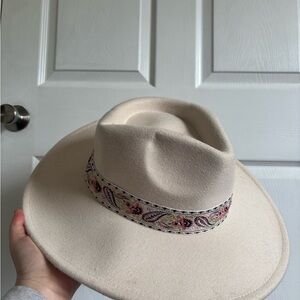 Altar'd State Cream Fedora with Paisley Accent Band - NWT